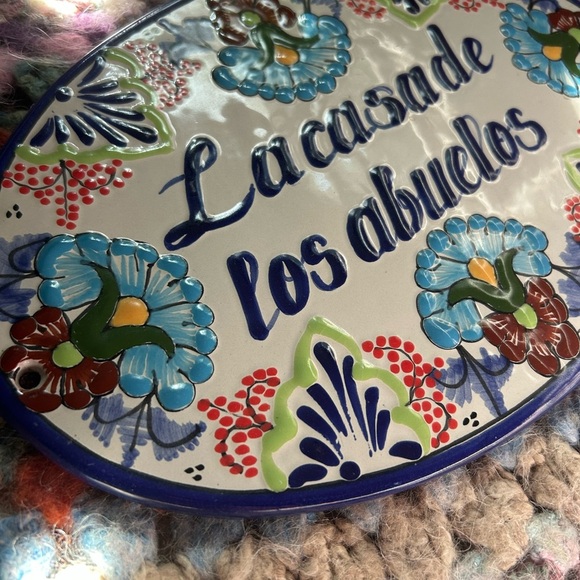 Tile Sign Hand Painted la Casa De Los Abuelos Ceramic Wall Plaque Mexico - Picture 12 of 16
